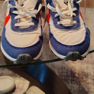 Nike Waffle Debut Swoosh Blue and Red Sneakers